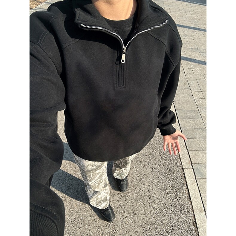 抖音得物品质二开26春装美式高阶结构半拉链立领卫衣外套W91,女装短外套,电商A486