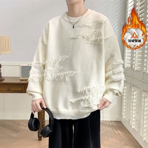 流苏圆领宽松百搭加绒保暖毛衣男ZJB632（加绒）特P56/ZB632特P46图片