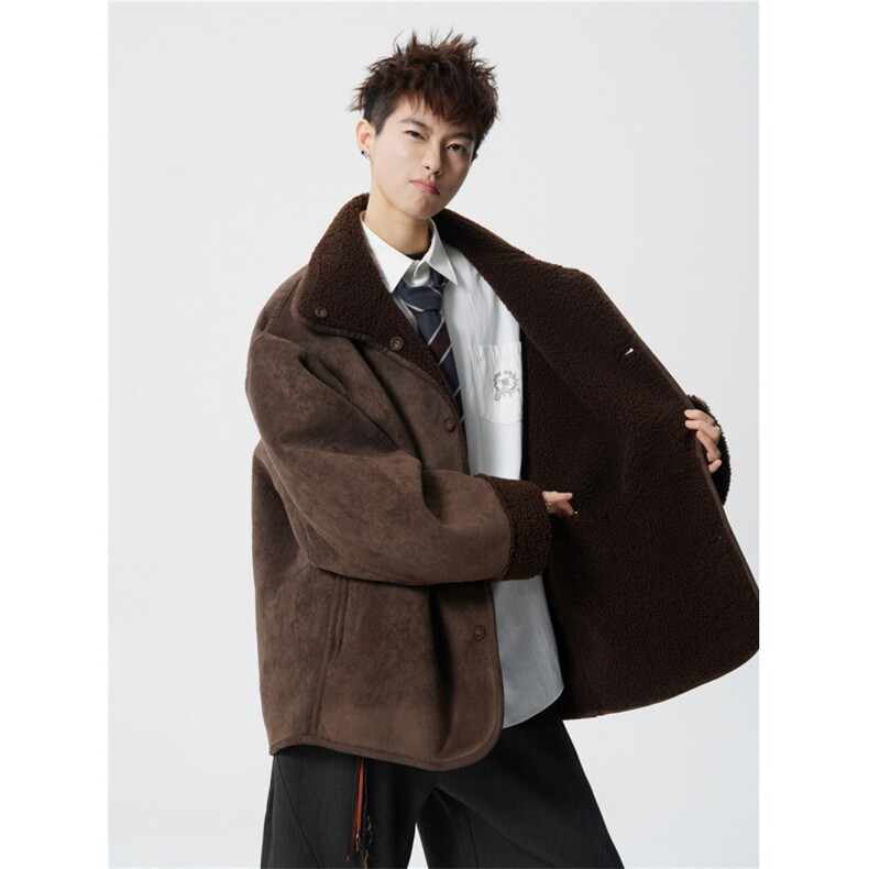 706-LK1111-P118特P现货冬季美式皮毛一体麂皮绒保暖棉服外套,男装棉衣,星座706
