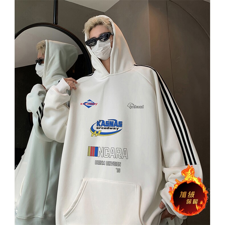 抖音得物供货提供视频秋冬重磅美式宽松织带连帽卫衣0490,男装卫衣,电商A486