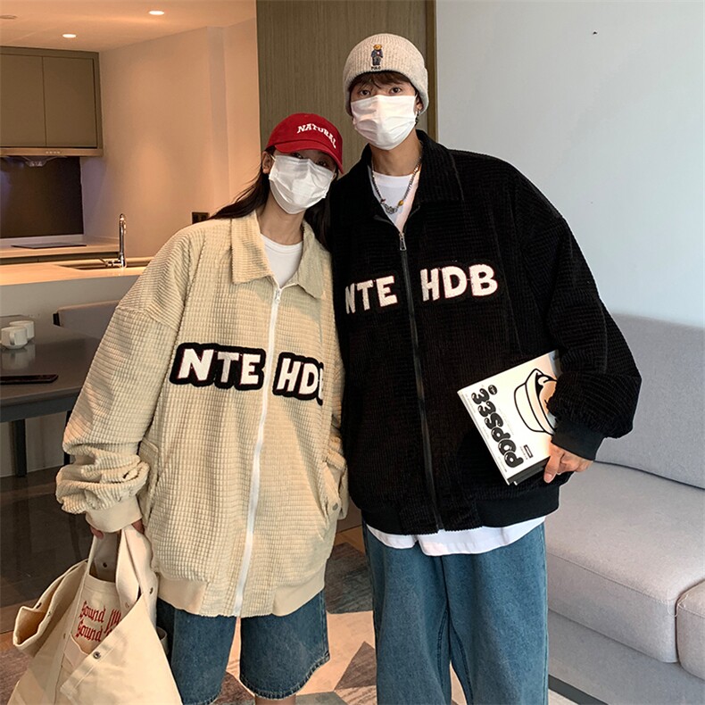 EQ100情侣装秋装2024新款ins港风玉米粒毛巾绣外套男夹克P108,男装夹克,电商C306-1