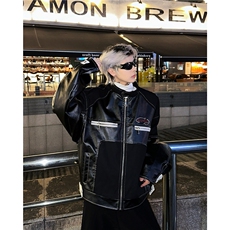 美式复古pu皮机车服夹克男秋冬新款小众宽松休闲短款外套潮JK8731，男装夹克，星座506