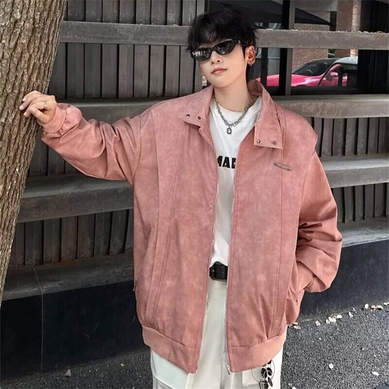 外套男春季做旧高级感皮衣春秋美式复古设计感小众夹克LW1944-p77,男装夹克,星座1008