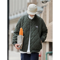 日系棒球领棉服男2025秋冬新款宽松菱格棉衣外套JA5045-P120控198，男装棉衣，电商A362