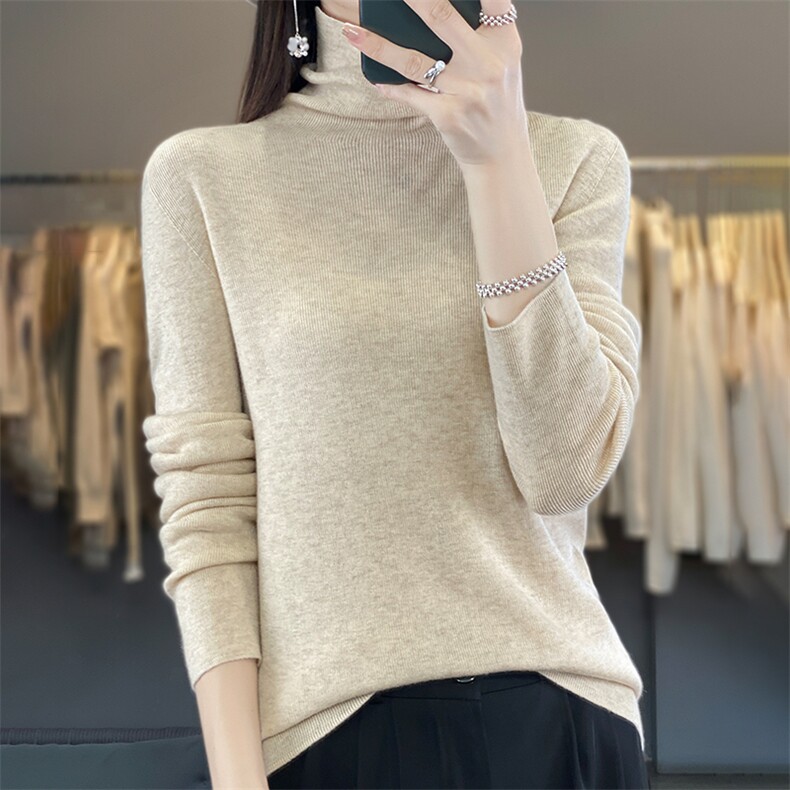 秒杀一线成衣抽条堆堆领精纺衫女薄款针织衫打底衫毛衣,针织衫/毛衣,暖烁羊绒