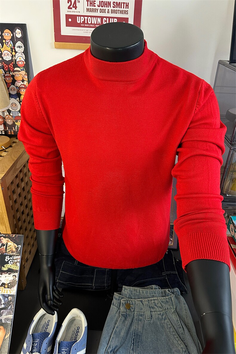 纯色半高领长袖百搭上衣宽松纯色休闲保暖毛衣男女Z6101-特价P28,男装针织衫/毛衣,电商A007
