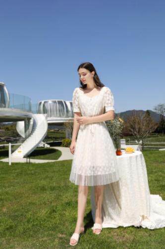 夏季新款气质网纱蕾丝连衣裙，女装连衣裙，忆思妤