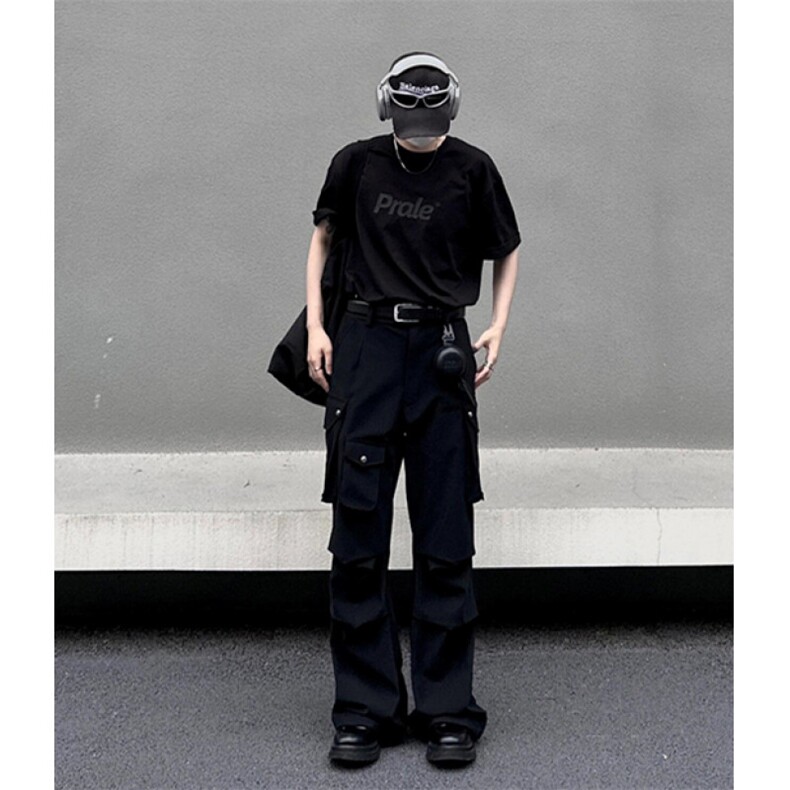 美式机能风多口袋伞兵工装裤男女褶皱设计休闲微喇裤KX820,男装休闲裤,星座1116A（原606A-3）