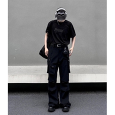 美式机能风多口袋伞兵工装裤男女褶皱设计休闲微喇裤KX820，男装休闲裤，星座1116A（原606A-3）