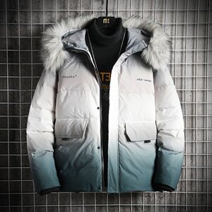 羽绒服男短款潮牌渐变色2020冬季新款外套DS620T图片