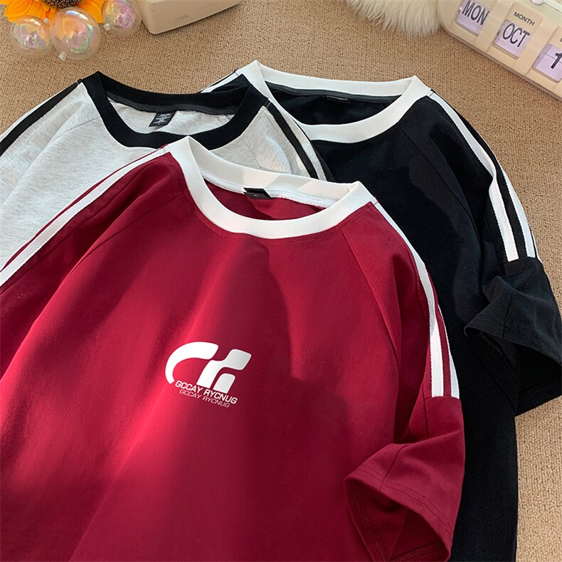 量大优供抖音视频支持得物品质配合二开美式三条杠短袖t恤ZD280,男装T恤,电商A486