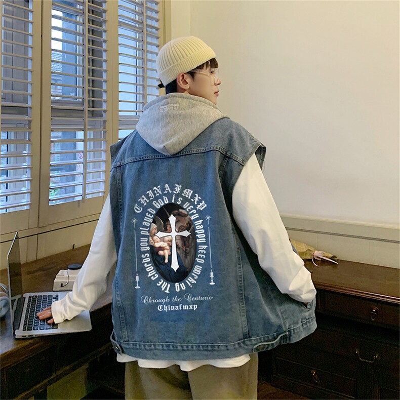 马甲男高级感痞帅青少年休闲秋款美式高街宽松工装马甲MJ133-P68，男装背心/马甲，星座1103-3