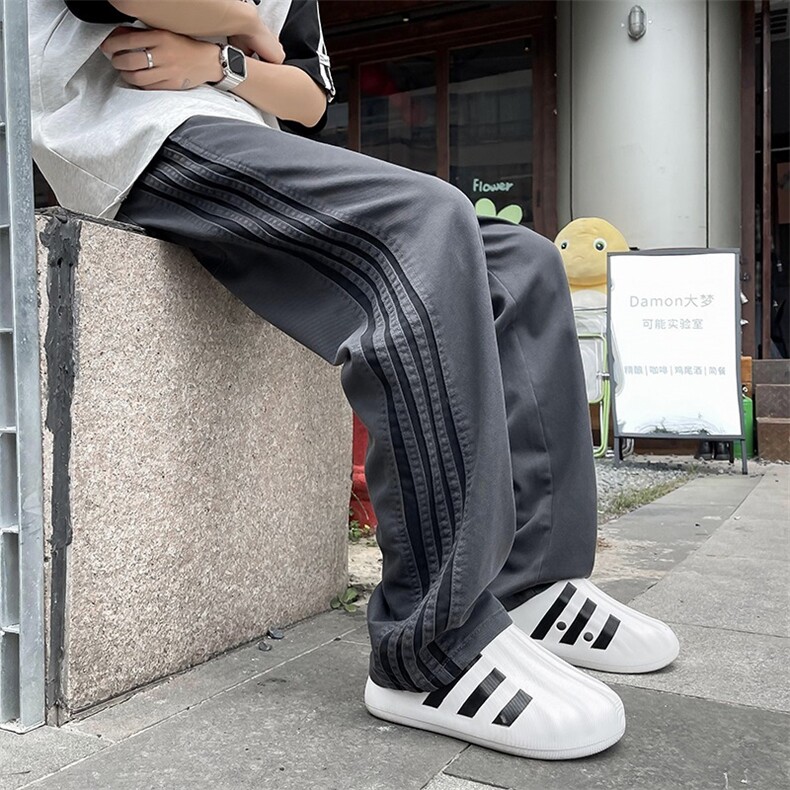 条纹裤子男夏季薄款美式高街直筒工装裤运动休闲长裤KB853,男装工装外套,星座1116A-1（原606A）