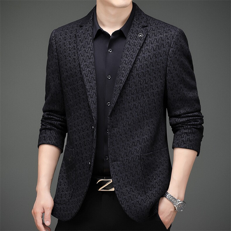 男士2023年秋季新款长袖休闲西服中青年纯色便服外套AJY8620-P210,男装西服,电商B212（原钱塘6029）