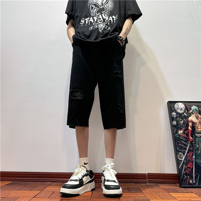 D2053-p45-控68现货风宽松cleanfit牛仔裤七分裤黑暗,男装牛仔裤,星座116