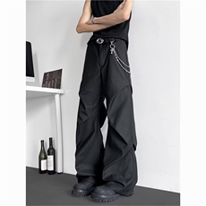 2025新款宽松休闲裤男韩版潮流百搭裤子夏季薄款坠感阔腿拖地长裤，男装休闲裤，四季星座505