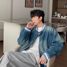 JK8948-P75秋cleanfit美式复古宽松水洗牛仔外套短款棒球服夹克，男装工装外套，电商B323A