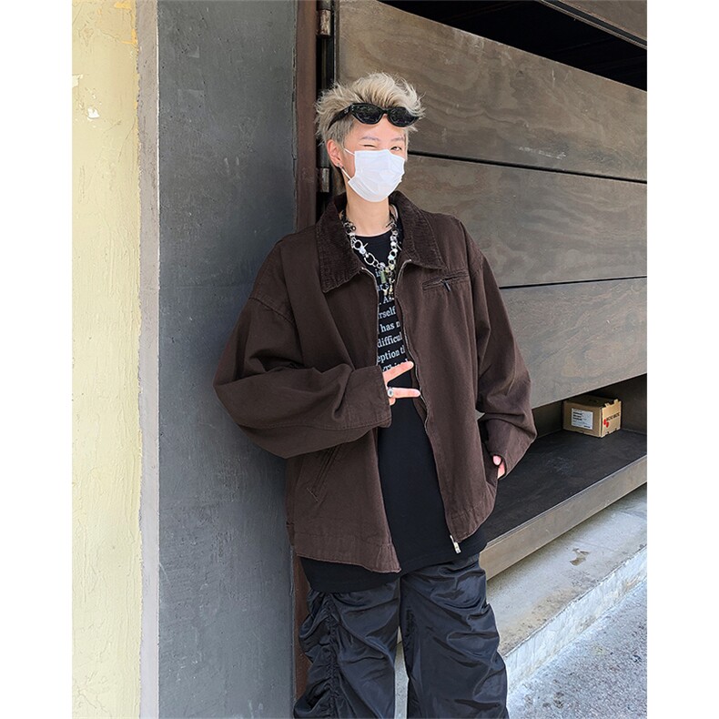 美式复古外套男春秋街头夹克翻领设计感潮牌休闲上衣JK8546-p73,男装夹克,星座813-2