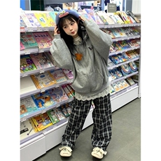 美式复古连帽卫衣女春秋新款宽松oversize学院风休闲百搭上衣外套，女装短外套，星座516A