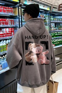 秋冬大码连帽小熊卫衣外套男 宽松情侣 A071-W560-P50图片