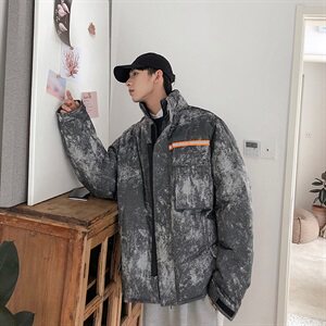 冬季加厚工装潮流迷彩立领羽绒服保暖常规男士外套宽松0963/图片