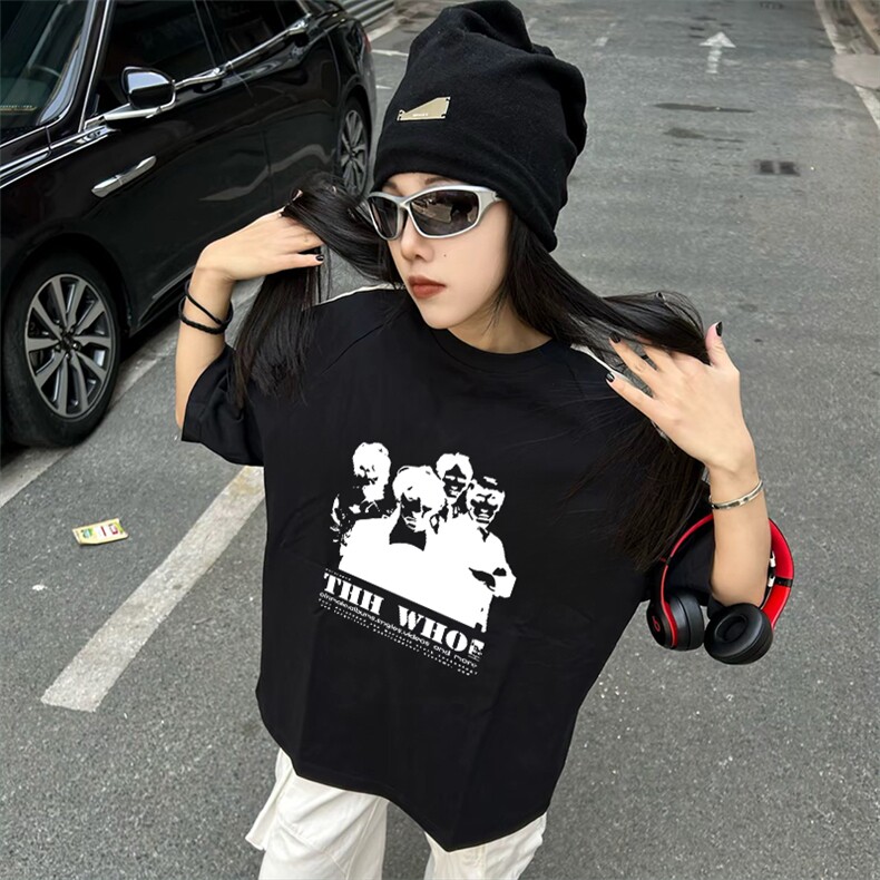 抖音得物高品质二开240克宽松纯棉美式潮牌三条杠织带短袖T恤,男装T恤,电商A486-1