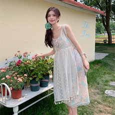 新款现货主推度假风三件套连衣裙9852-P125-K178，女装连衣裙，2C129
