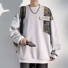 圆领卫衣男生春秋季新款青少年大码重磅新中式上衣服WYM25P35，男装卫衣，星座1013-5