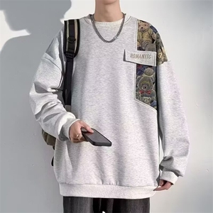 圆领卫衣男生春秋季新款青少年大码重磅新中式上衣服WYM25 P35图片