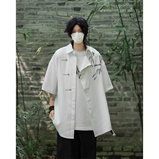 夏季潮牌高级感衬衣外套新中式风短袖衬衫男现货W8221-P45，男装衬衫，星座512-4