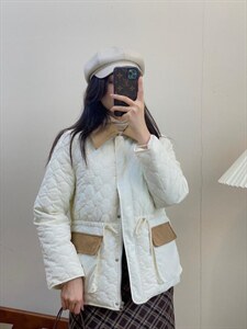 独屿 灯芯绒拼接羽绒服 90白鸭绒 现货图片