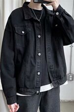 秋季牛仔外套男宽松韩版潮流港风百搭纯色痞帅工装夹克J，男装夹克，星座1008
