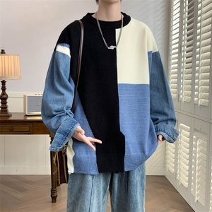 83936-P60 秋冬新款休闲毛衣男长袖针织衫港风宽松毛衣打底衫图片