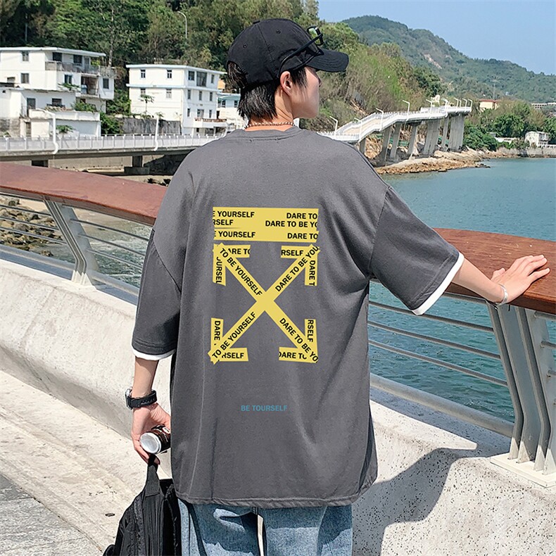 JT55127-P25假两件短袖t恤男大码胖子半袖体恤半截袖港风,男装T恤,电商A040