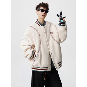 706-1-LK8796-P128 现货 秋冬男士美式运动夹棉棒球领棉服外套图片