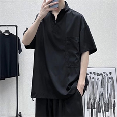 酷盐系搭配帅气短袖卫衣两件套套装港味宽松男装一套W7124-P42，男装卫衣，星座512-2