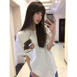 万针全刺绣工艺抖音得物高品质260克重磅纯棉双纱美式高街短袖T恤图片