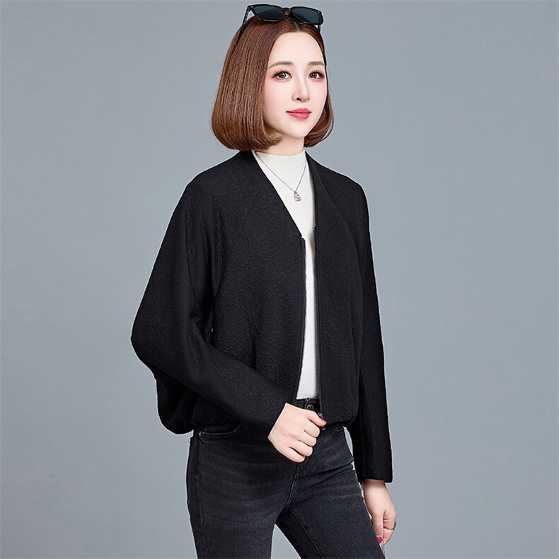 蝙蝠袖短款棒球服外套女2024秋季新款小个子宽松休闲百搭夹克上衣,女装短外套,魅影