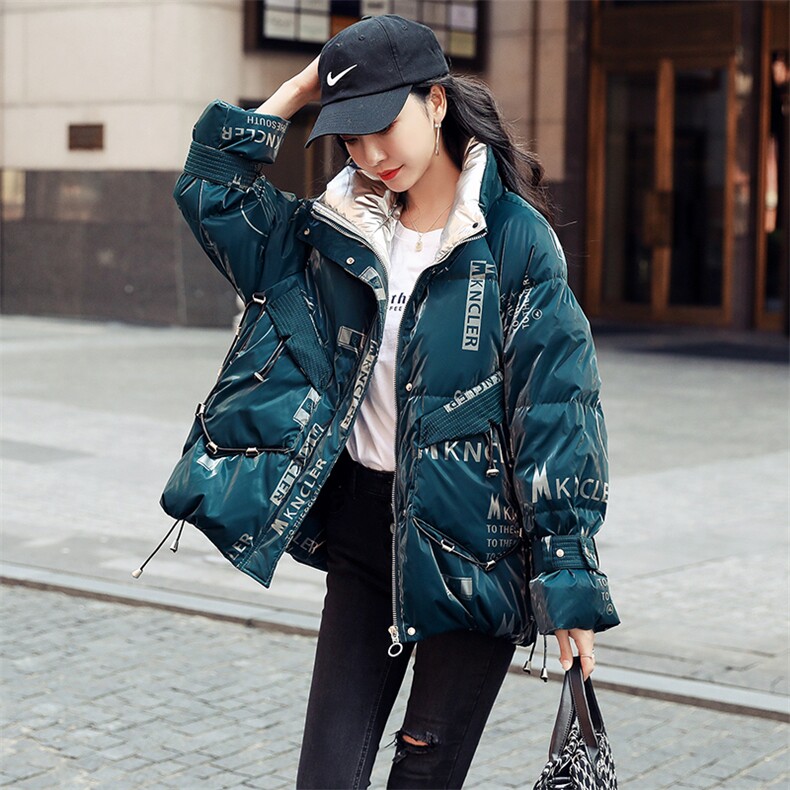 时尚保暖女士亮面印花字母羽绒服冬季新款轻薄显瘦外套,女装羽绒服,阿舍尔精品