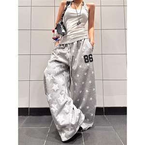 美式宽松卫裤男女款五角星 86弯刀裤 P47  YW34图片