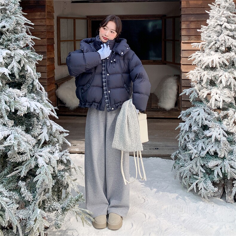 90白鸭绒格子撞色羽绒服1D066-99848-P335-K435,女装羽绒服,1D066-1