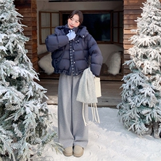 90白鸭绒格子撞色羽绒服1D066-99848-P335-K435，女装羽绒服，1D066-1
