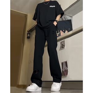 现货 夏季显瘦破洞设计感宽松直筒高街薄款休闲牛仔裤K5802-特P35图片