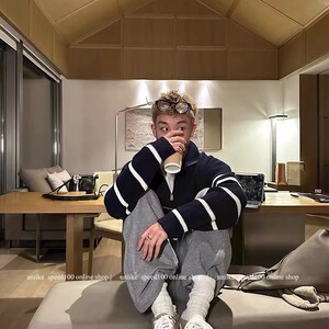 条纹毛衣男慵懒风复古软糯套头拉链针织衫 网图  MY507-P50图片