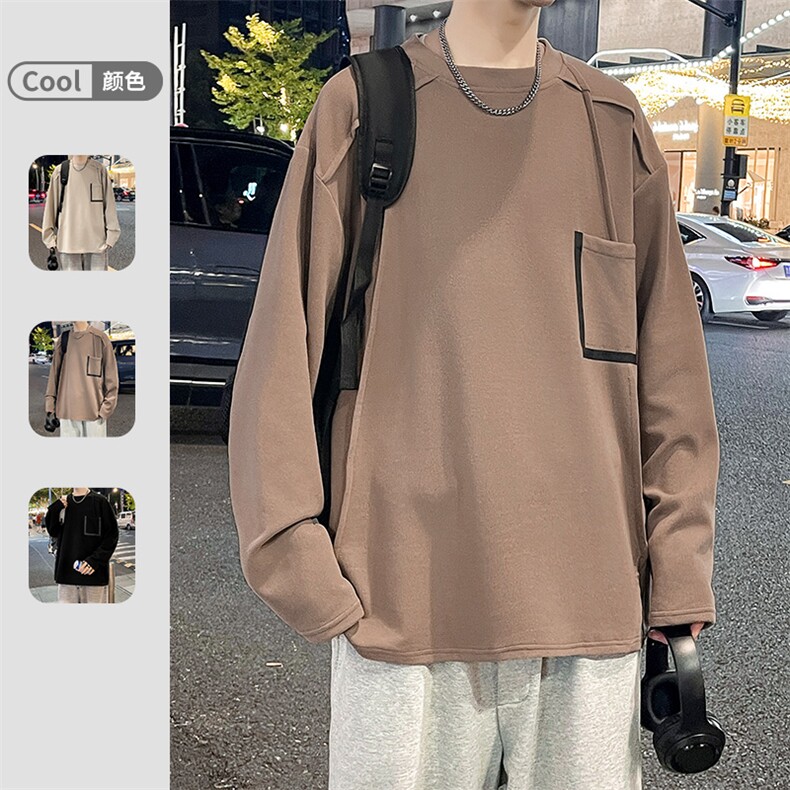 德绒卫衣立体切割高级感长袖T恤男上衣打底衫WY0327-P38,男装T恤,星座308B-2
