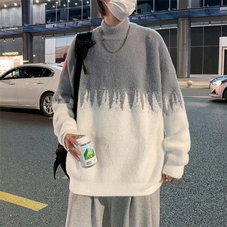 秋冬季日系圆领毛衣男ins宽松个性学生拼色针织衫上衣M306-P36,男装针织衫/毛衣,星座512-4