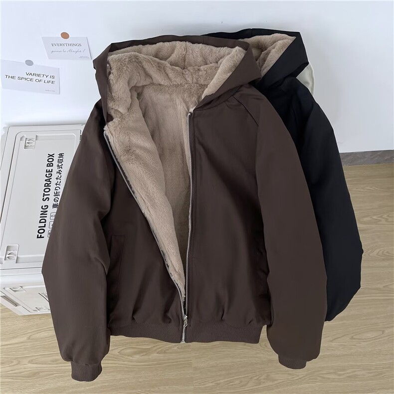 粉墨两穿皮草外套棉衣女冬季慵懒风棉袄休闲冬衣连帽棉服上衣袄子,男装棉衣,星座506A