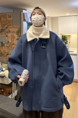 秋冬呢料港风ins纯色加厚羊羔毛短款男保暖棉衣A071-089-P125，男装棉衣，电商A071