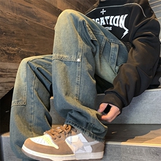 抖音现货稻草黄宽松牛仔裤男GK07-P55限价68，男装牛仔裤，星座310A-1