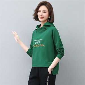 2022年秋季新款刺绣卫衣女连帽衫韩版休闲百搭长袖上衣服女棉图片